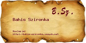 Bahis Szironka névjegykártya
